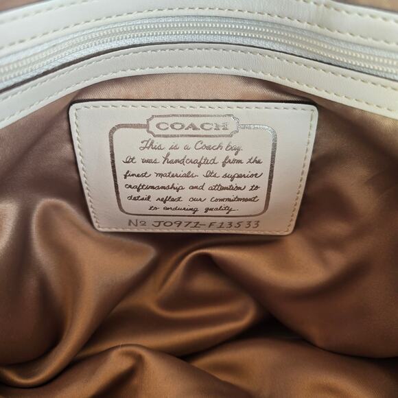 Coach F13533 Signature Leather Stripe Tote Carryall Logo Canvas Purse Handbag LN - Picture 8 of 11